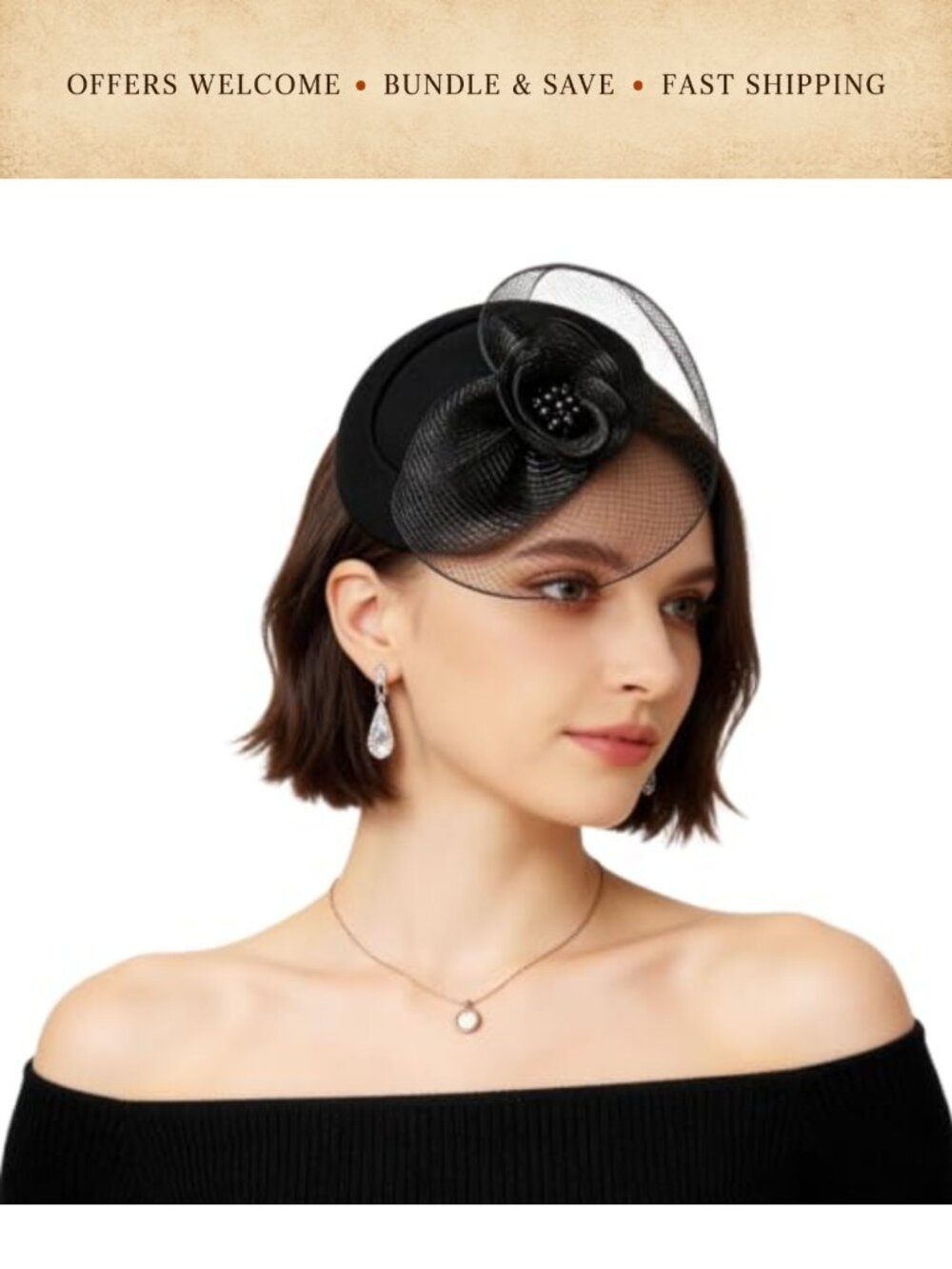 Fascinator Hat for Women Nylon Mesh Floral Headband Clip Tea Party Church
